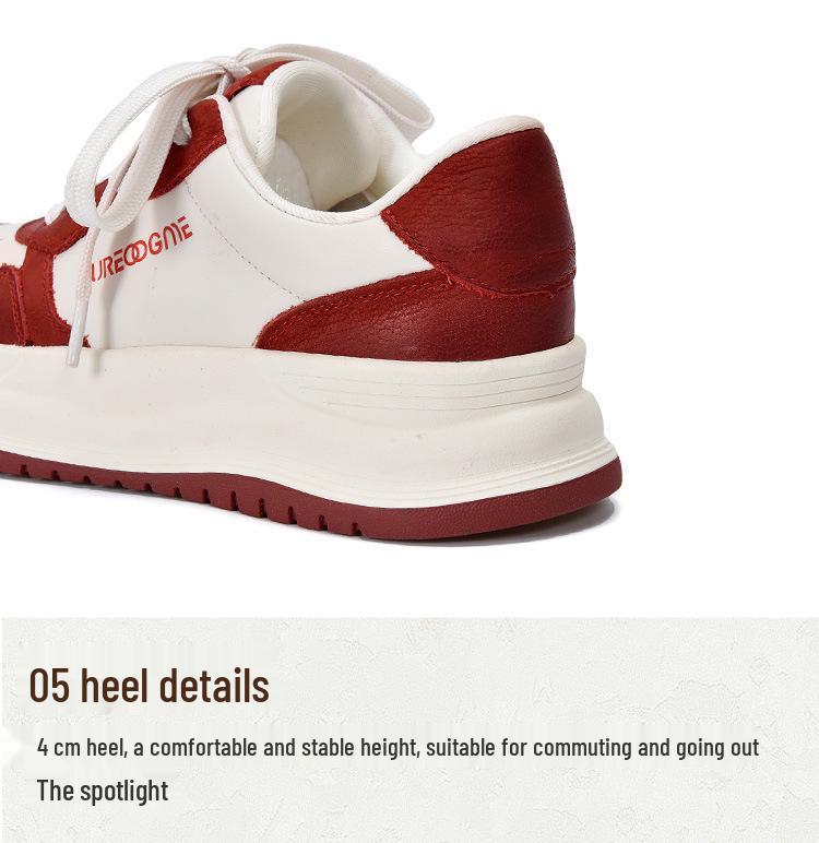 Autumn 2025 Women's Genuine Leather White Sneakers - Round Toe, Low Top, Soft Sole, Non-Slip, Casual