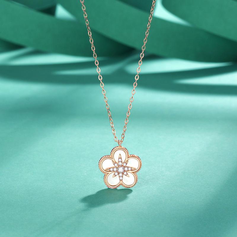 

Восьмиугольное ожерелье с цветком сливы, женское, нишевое, изысканное, модное, с высоким чувством стиля, в стиле инс, кулон-ожерелье, подарок