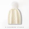 Women 100% Pure Cashmere Beanie Hat Pom Pom Detail Cable Knit Winter Warm Soft Slouchy Skullies Cap Cold Weather Accessory