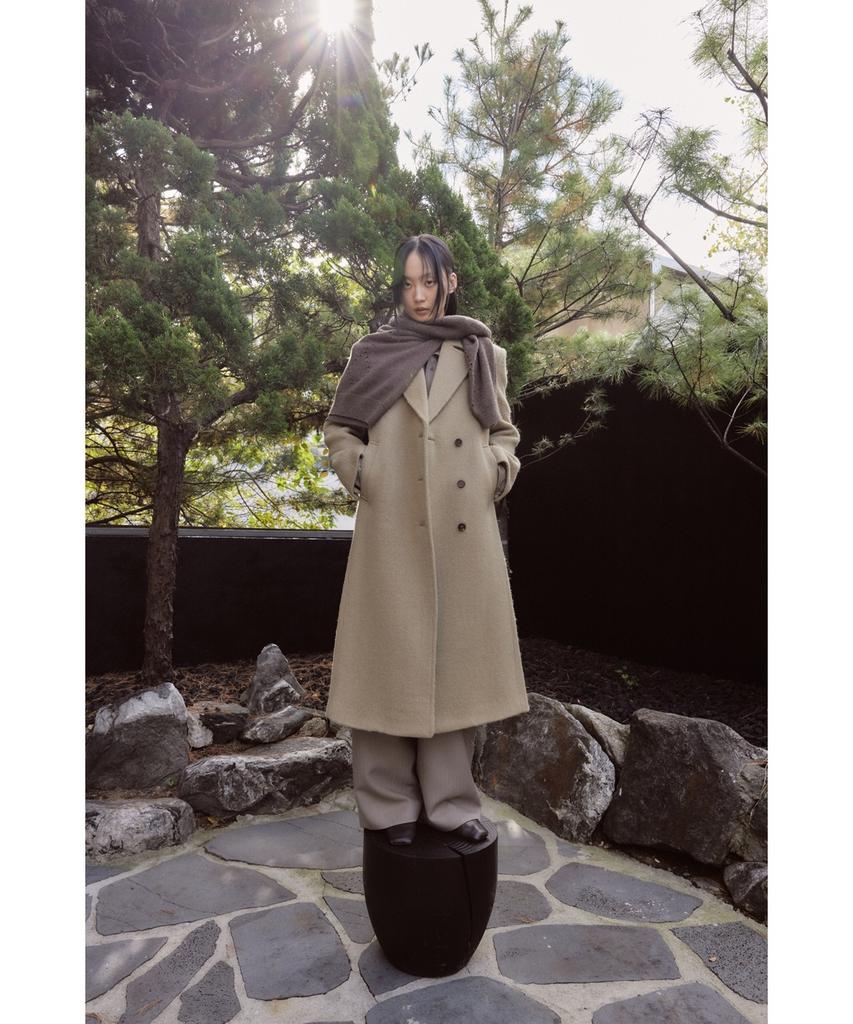 Youth Oversized Double Breasted Coat - Beige
