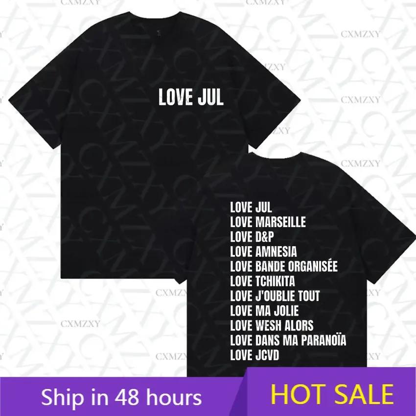 Love Jul France Rapper Album Print T Shirt Unisex Women Vintage Fashion Short Sleeve Tshirts Casual Oversized Cotton Tshirt