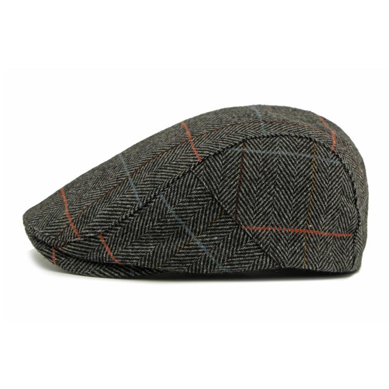 Autumn Winter Men's Hat Middle-Aged Wool Forward Cap British Vintage Beret Plaid Peaked Cap