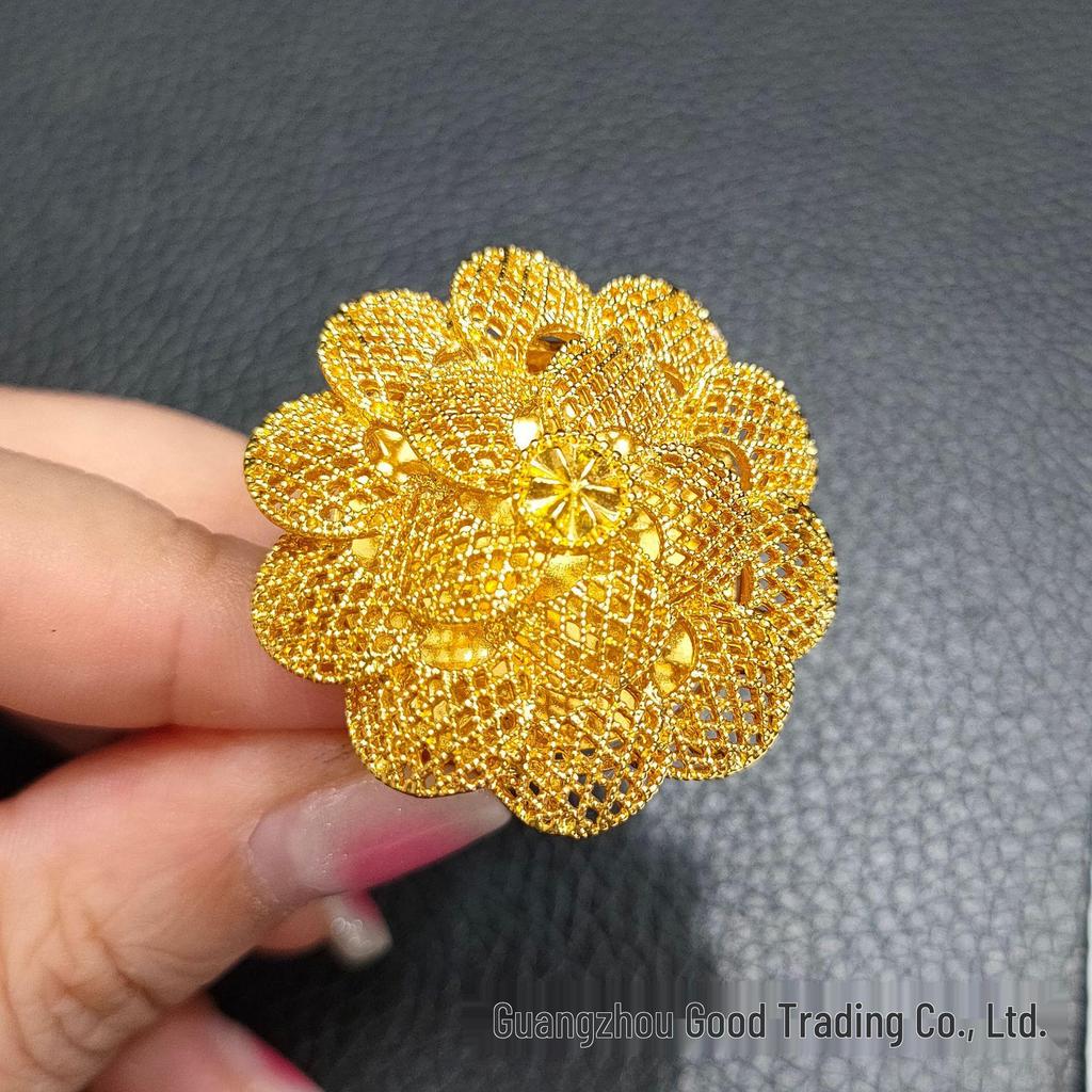 Three-Dimensional Carved Women's Bridal Ring - Dubai, India, Nigeria Style