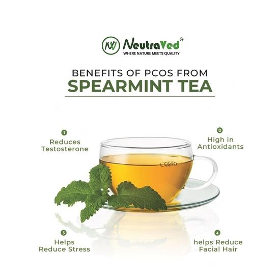 NeutraVed Spearmint Leaf Tea - 70g | Spearmint Loose Leaf Tea | May Helps Reduce Stress & Improve Memory | Reusable Stand-Up Pouch Food Grade Material