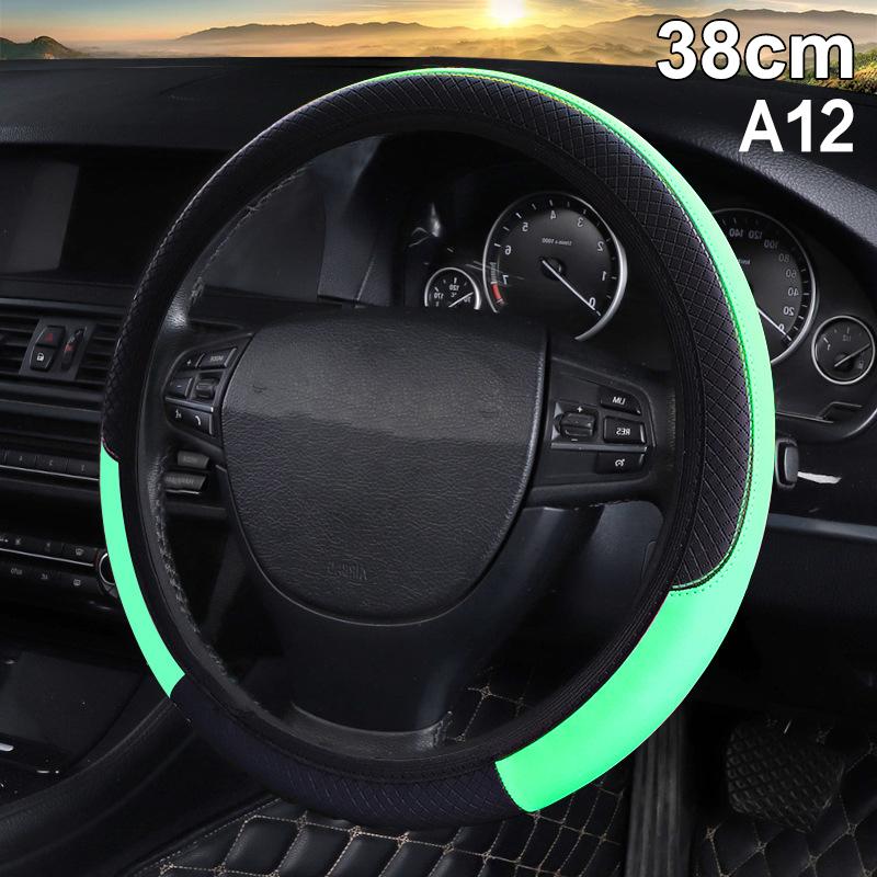Car Steering Wheel Protective Cover Universal Breathable Elastic Band Anti Slip Pu Leather Steering Covers Suitable 38Cm U-60