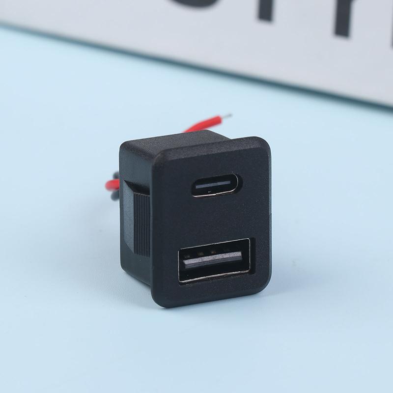 1 Piece Double Layer Usb Female Base Type-C Socket And Female Usb Lamp Charging Socket Power Socket With Cable Connector