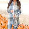 Women's Casual Fashion Plaid Print Half-open Collar Mid-length Irregular Hem Cardigan Jacket