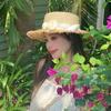 Flat Top Lace Floral Brim Cap French Style Sunscreen Hat Simple Women's Sun Hat  Ladies