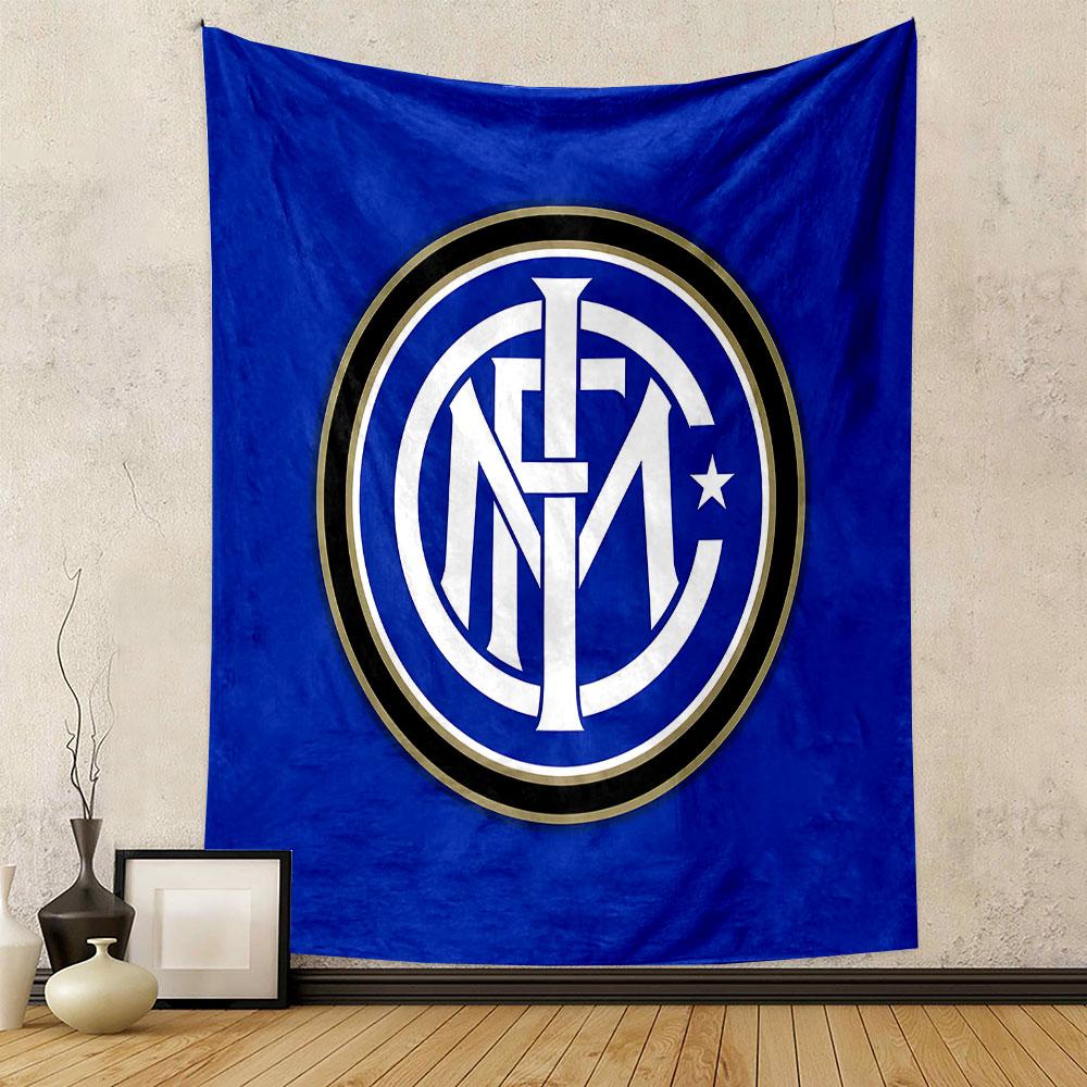 Blue Inter Milan Logo on Circular Design Patterned tapestry home decor, suitable for bedroom and living room, gift