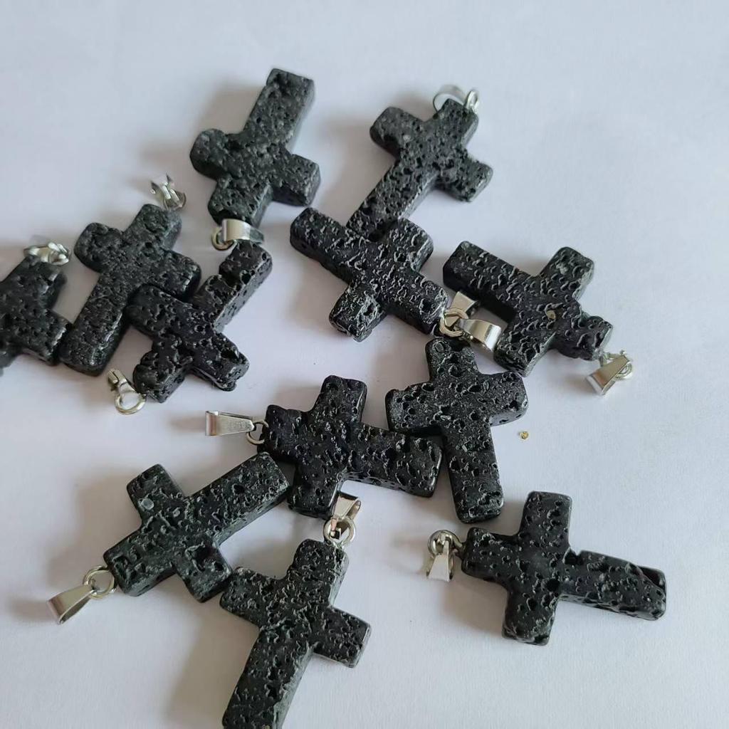 Amethyst Stone Cross Pendant Necklace - European & American Fashion Accessory