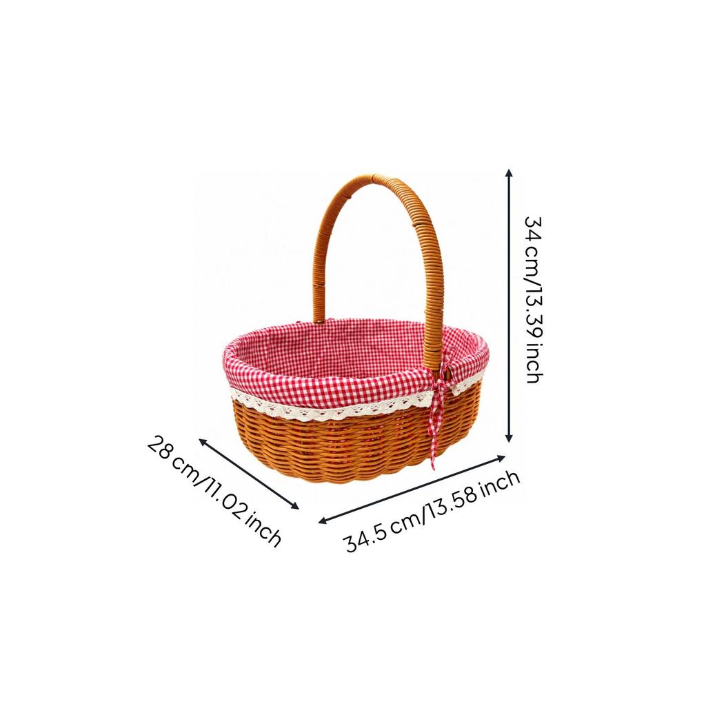 Imitation Rattan Produce Basket Handwoven Look Oval Portable for Kitchen Storage,
