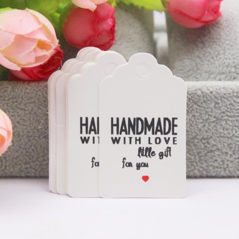 100 szt. + 100 sznurków 3x5 cm biały/papier kraft. Dziękujemy za ręczne wykonanie zawieszki do etykiety