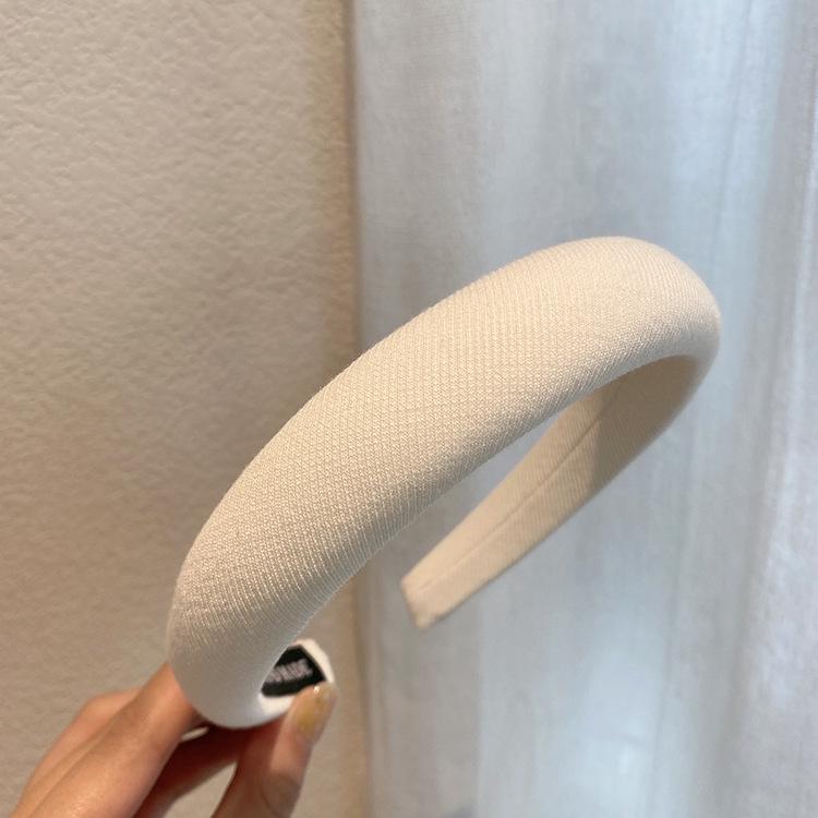 

Корейская широкая однотонная повязка на голову с высоким верхом-черепом женская губчатая повязка на голову белый/кремовый