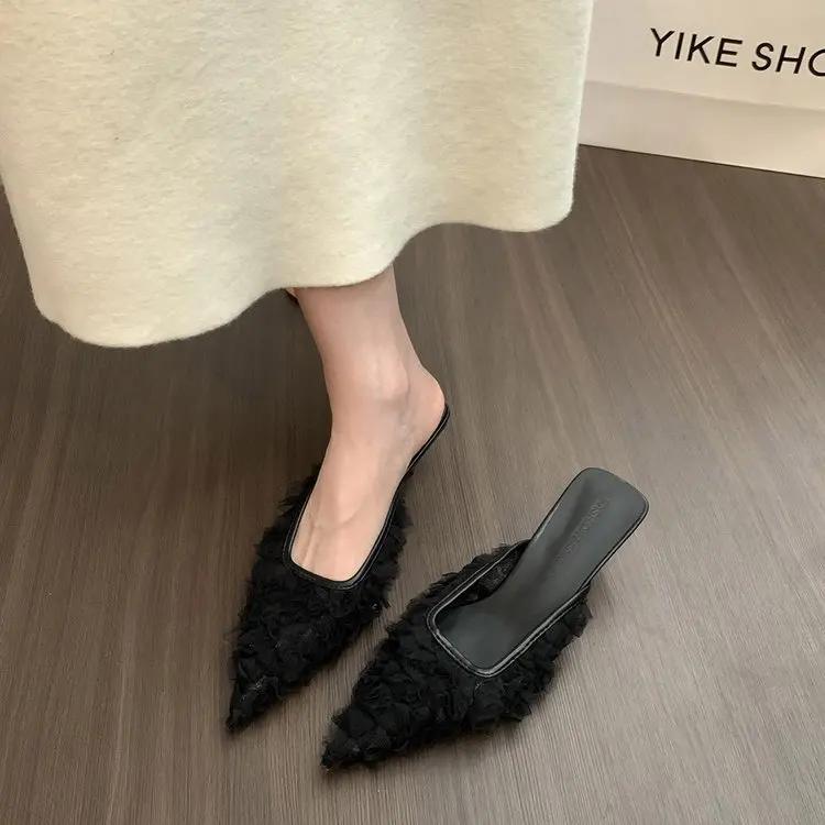 Fashion Summer Pointed Toe High Heels Women Slippers Fashion Shallow Slip On Party Pumps Mules Slide Shoes 2025