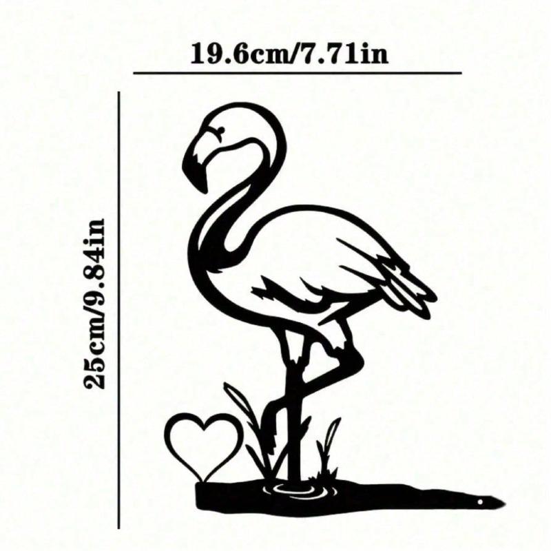 Vintage Wrought Iron Flamingo Wall Art Hollow Metal Garden Decor Rustic Patio Gift TY3951 разноцветный