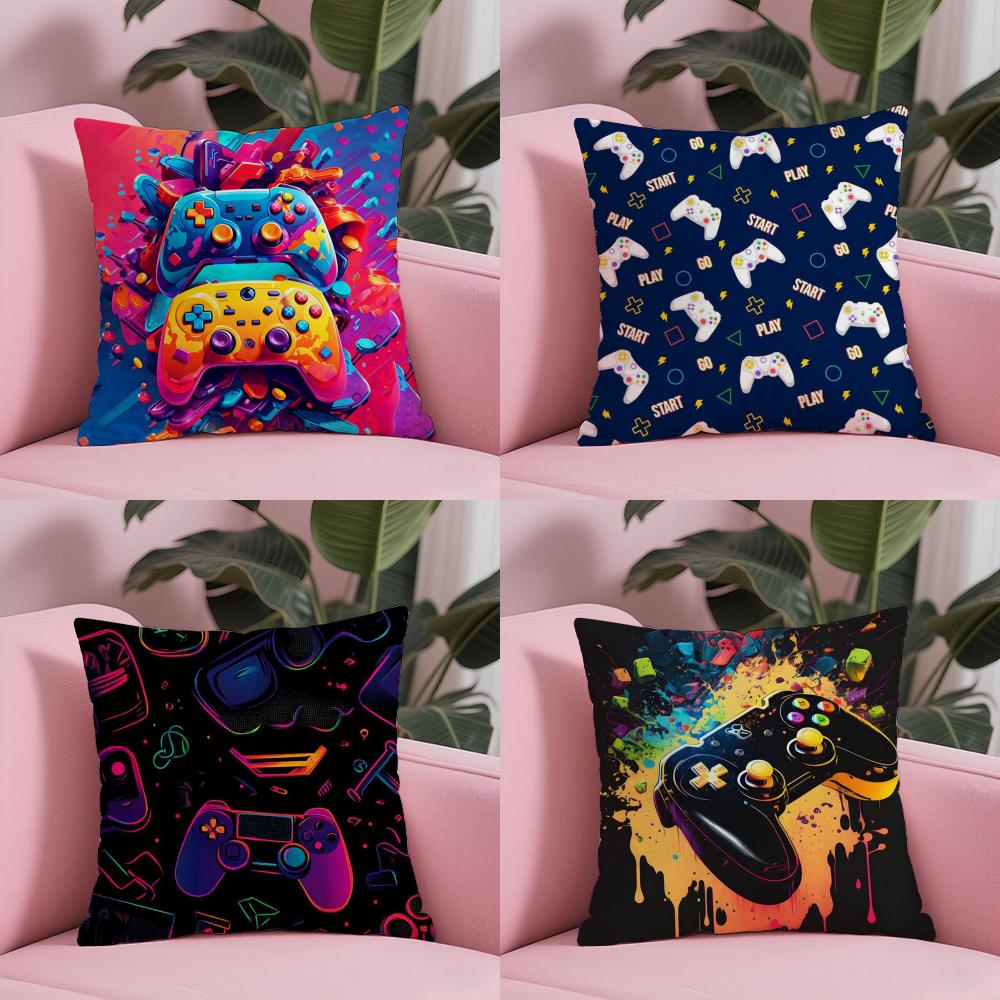 Hot Colorful Game Gamepad Pillow Case Soft Plush Fabric Double-Sided Printed Cushion Cover Warm Winter Sofa Pillow Case