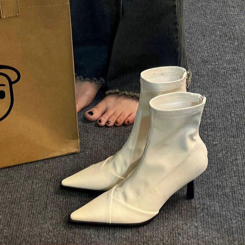 Women's Pointed Toe Stiletto Ankle Boots - Fleece-lined, Slimming Design for Autumn/Winter 2025