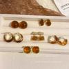 Popular Maillard Retro Coffee Earrings Women's Hong Kong Style Temperament High-end Earrings Internet Celebrity Same Ear Jewelry