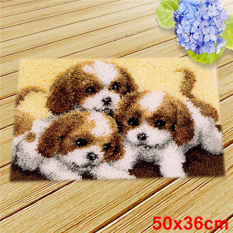 Cartoon Animal Latch Hook Pillow Smyrna Package Hooks Hand Knitted Embroidered Pillow Carpet Embroidery Set Latch Hook Rug Kits