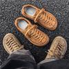 Classic Series Of Comfortable Men'S Round-Toed Casual Versatile Walking Shoes With Retro Flat Toe Cap For Autumn And Winter
