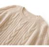 2025 Autumn/Winter Women's 100% Cashmere Round Neck Hollow Cable Knit Casual Loose Pullover Sweater