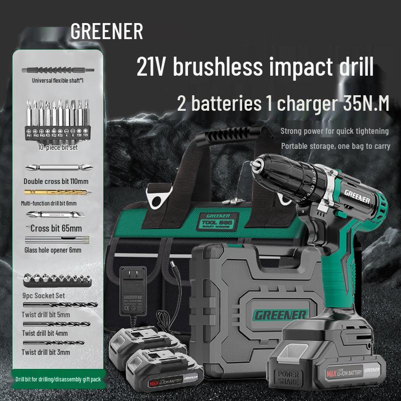 Green Forest 21V Brushless Cordless Impact Drill/Driver CN plug (adapter included)