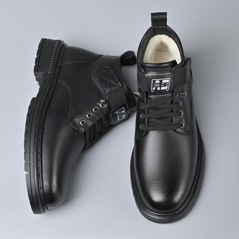 

Men s shoes cotton shoes men s winter velvet thickened warm non-slip casual high-top shoes Martin cotton boots leather shoes men s shoes 44