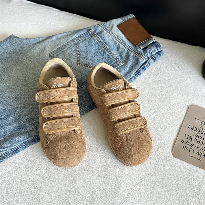[Uncle Shoes] Brown new platform autumn retro sports shoes Velcro Dexun shoes women's fashion casual board shoes