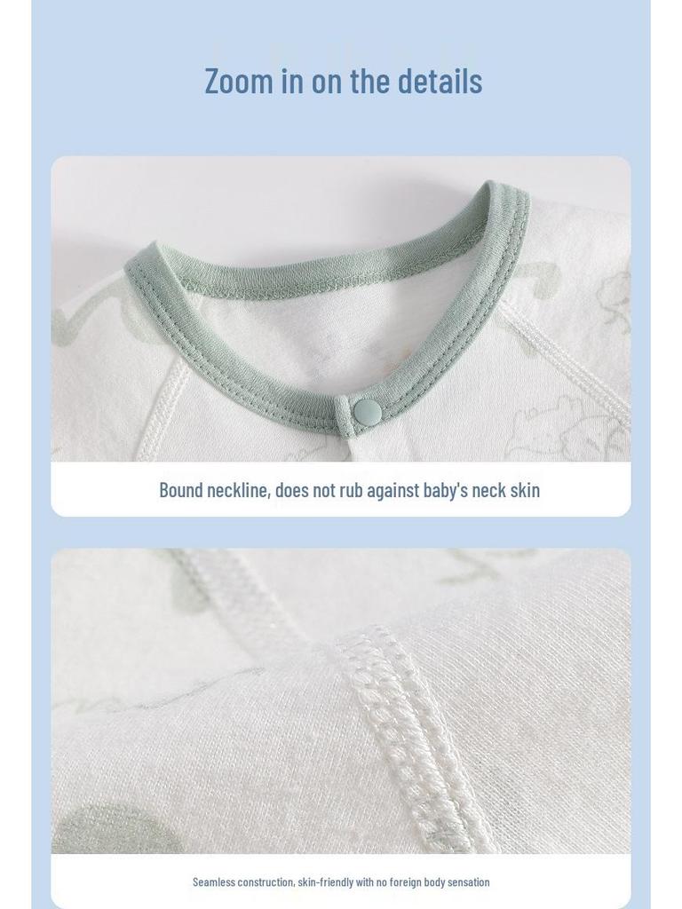 Salopetă cu mânecă lungă din bumbac pur pentru nou-născut: Costum de Aer Condiționat de Primăvară-Vară și Pijama