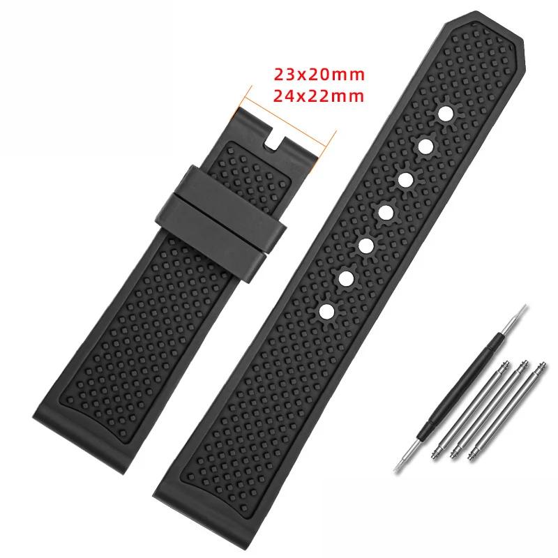 For Cartier Calibre London Tank Strap W7100056/WSCA0006W7100037/W7100041/7100015 Man Fluoro Rubber Silicone Watchband 23mm 24mm