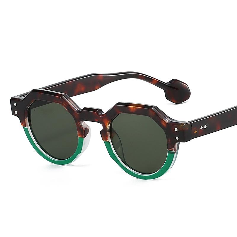 Rivets Decoration Sun Glasses for Men Round Shape Anti-reflective Sunglasses Women Travelling Driving Men Sunglass