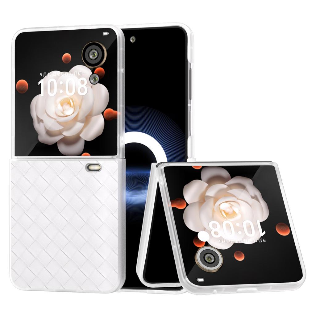 For Honor Magic V Flip 5G Case Woven Texture Matte Edge Leather+PC Phone Cover