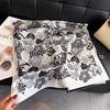 Plaid Rose Print Scarf Imitation Silk Retro High-end Sunscreen Shawl Neck Square Scarf Scarf Silk Scarf Headscarf