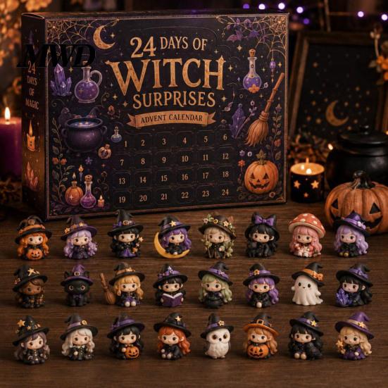 Acrylic Fairy Trinkets Halloween Advent Calendar 2026, 24 Day Countdown with Mini Figurines, Collectible Toy Set for Kids Adults, Party Favors Holiday
