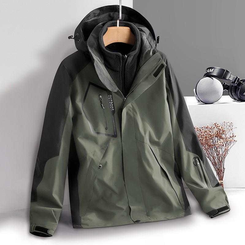 Mens Womens 3-in-1 Detachable Waterproof Windproof Hiking Jacket With Fleece Liner Outdoor Trekking Camping Fall Winter