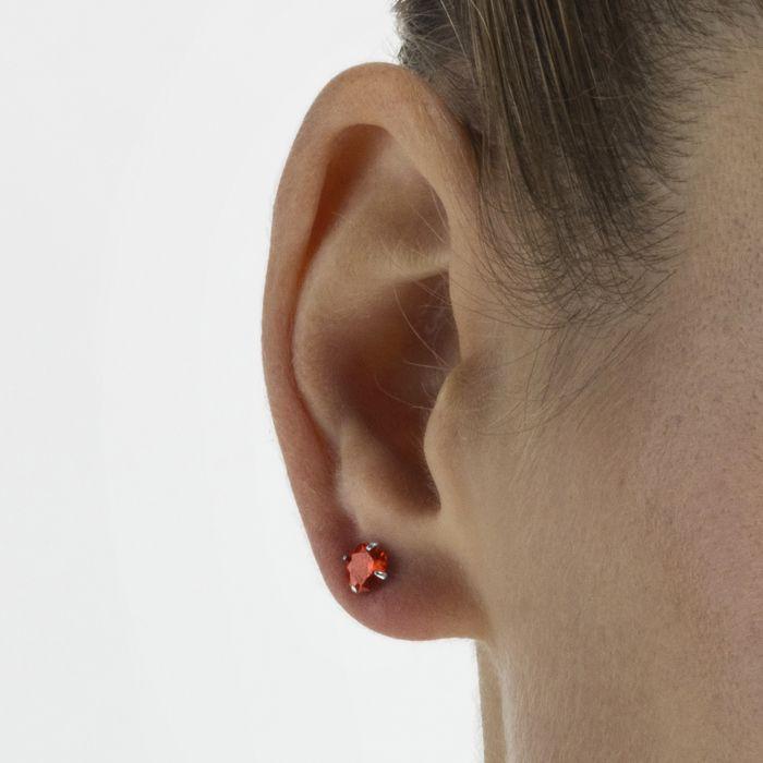Boucles d'oreilles - LUXENTER - Yedia - Argent 925 - Zirconium rubis - Clou