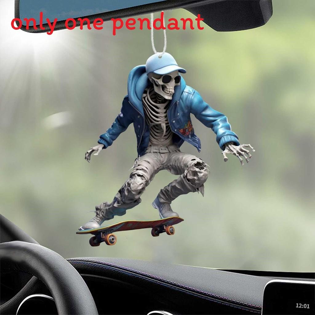 Halloween Skull Series Acrylic Flat Surface Pendant With Design Skateboarding