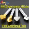 60/90/120 Degree Countersunk HSS Cutters – 1 & 3 Flute Chamfering Tools for Metal Deburring & Orifice Drilling