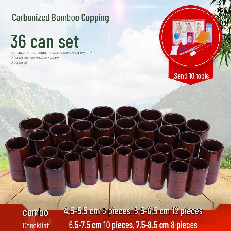 Bamboo Cupping Set: Carbonized Bamboo Charcoal Fire Cupping Jars & Tubes for Household Use