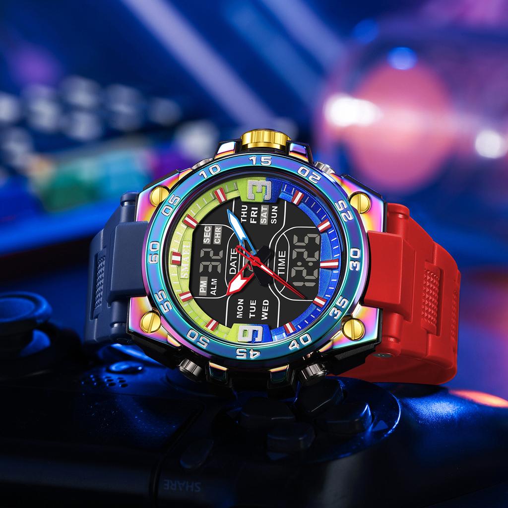 Brand 8138 Waterproof Alloy case Watch Alarm Clock night light Young Fashion business Quartz Sport Wristwatches
