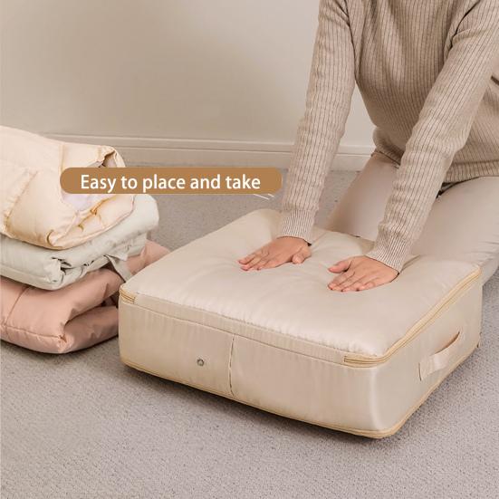 Selbstkomprimierende Aufbewahrungstasche mit Griff und Reißverschluss, großes Fassungsvermögen, leicht zugänglich, Organizer-Tasche für Kleidung und Decken zum Bewegen