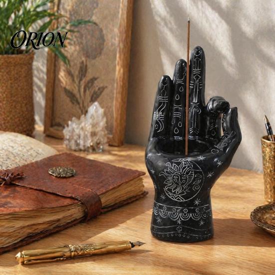 Portainciensos de Mano de Quiromancia de Resina, Soporte, Estatua, Adorno Decorativo Gótico para el Hogar, Palo, Escultura de Palma Mística Antigua para Decoración de Mesa