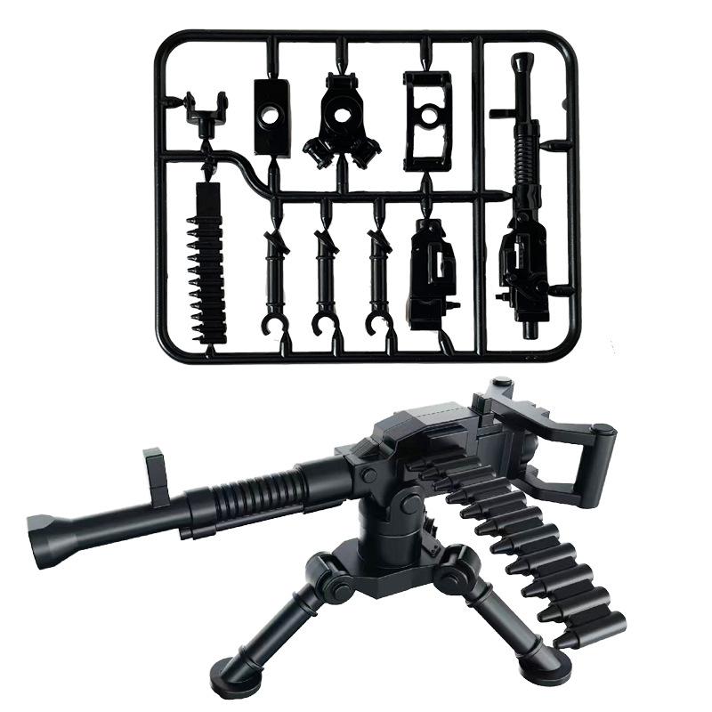 M2 Lett Maskingevær Med Kulekjede Militært Utstyr Svart Maskingevær Byggekloss Våpentilbehør Byggeklossutstyr
