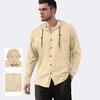 Camisetas para Hombre con Capucha Cordón Manga Larga Botones Tapeta Camisa Tops Color Liso Corte Regular Casuales Viaje Oficina Uso Diario