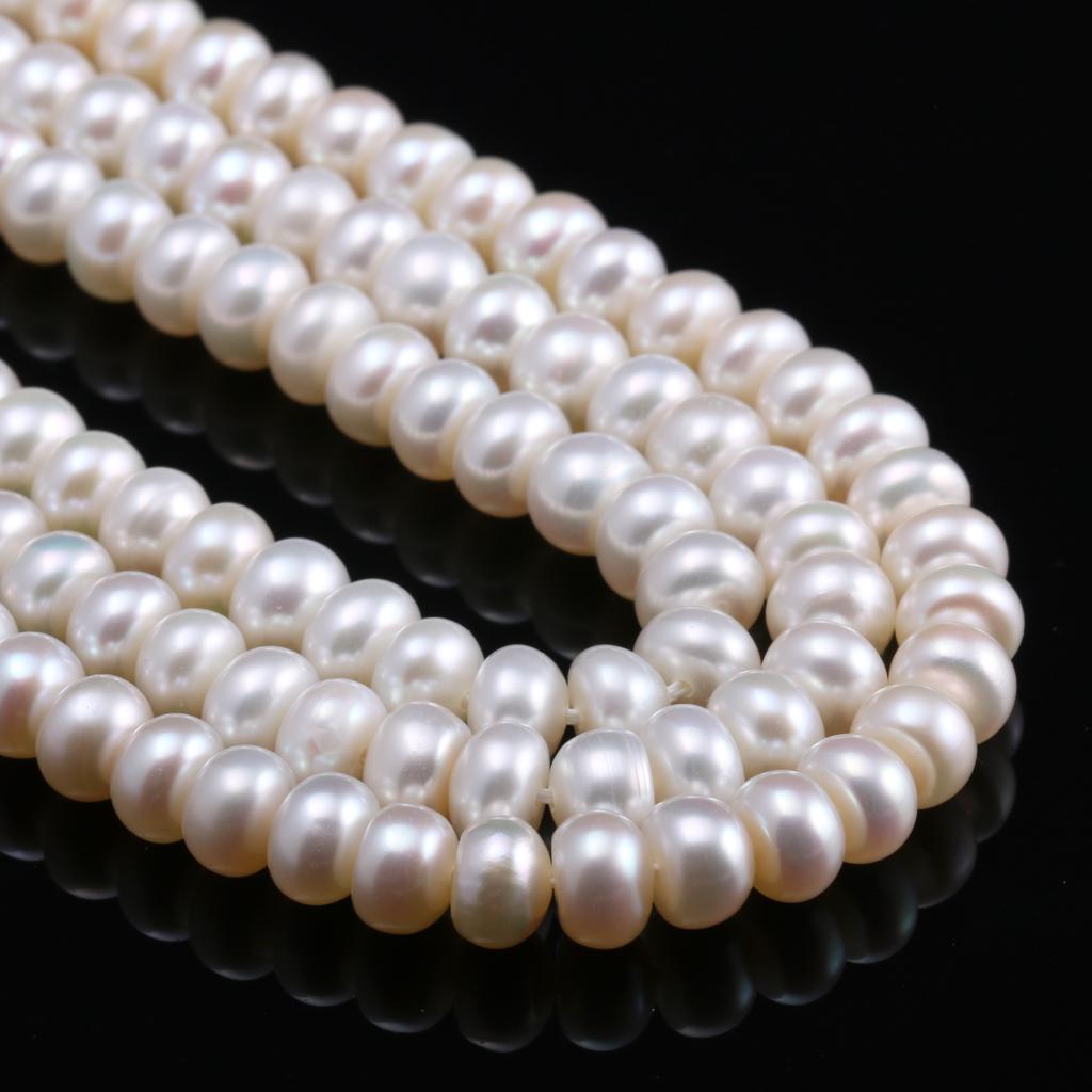 1String, Natural Freshwater Pearls, 5-6 Mm Button Pearl Beads for Jewelry Making DIY Necklace Supplies, Birthday Party Gifts for Women, 36cm