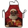 Santa Claus Pattern Printed Apron Painting Cooking Kitchen Workwear for Home Use Durable and Easy To Clean