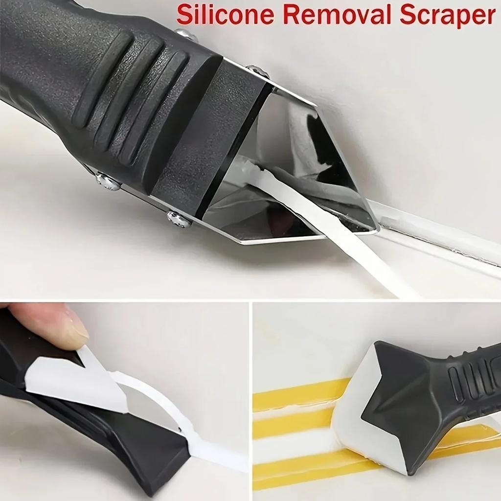 1pc-3-in-1 Silicone Caulking Tool Kit Stainless Steelhead Caulk Remover and Sealant Finishing Tools Grout Scraper