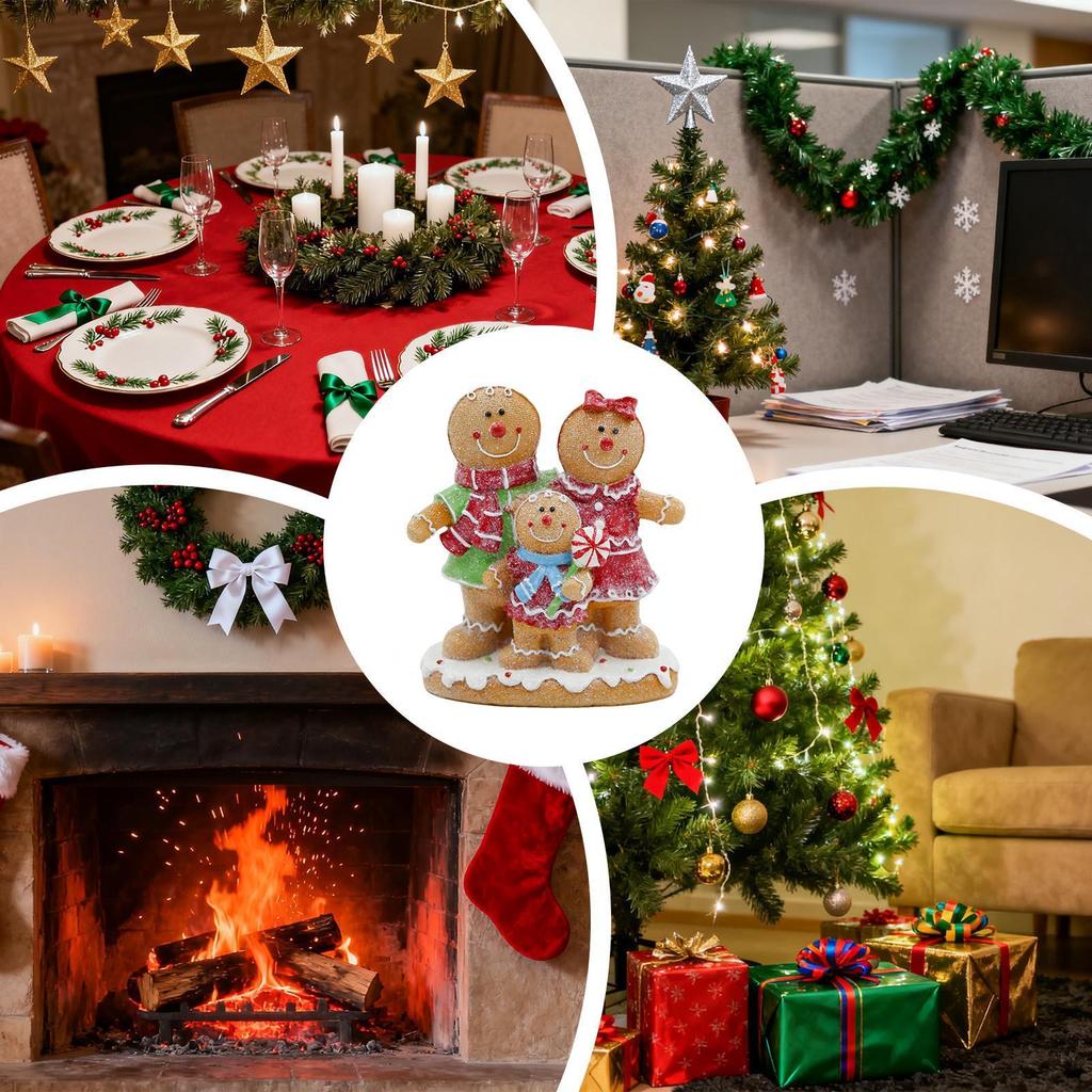 Gingerbread Decorations Resin Statue Ornaments Christmas Gingerbread Man Decor For Desk Bedside Counter Living Room Bedroom