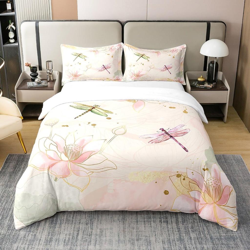 Dragonfly Comforter Cover Queen Size Bedding Set for Kids Boy Girl Room Decor Duvet Cover Set Quilt Cover 3 Piece Full King Size