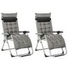 2 Piece Reclining Zero Gravity Sun Loungers with Cushions, Dark Grey